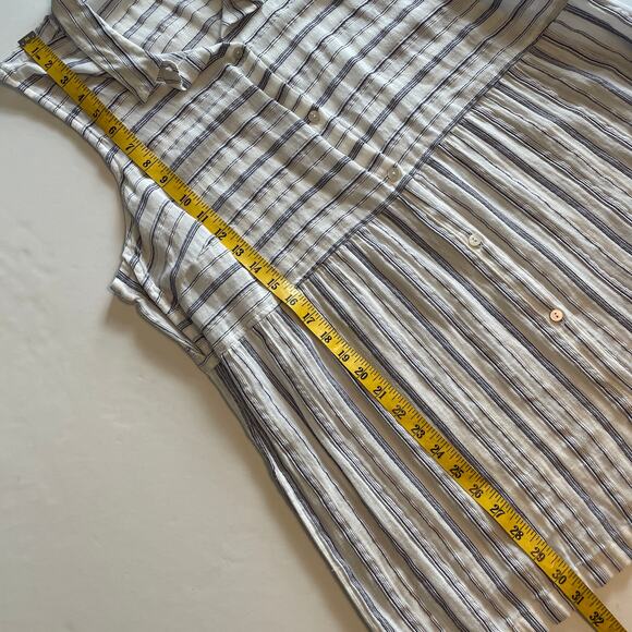 J. Jill Striped Button Sleeveless Top Womens XL White Blue Cotton Beachy Tank - Picture 7 of 7